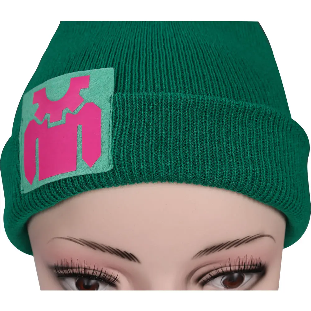 Valorant-gorro de punto suave para mujer y niña, gorros de punto cálidos de color verde y amarillo para disfraz de Halloween, regalo, Cosplay, Killjoy