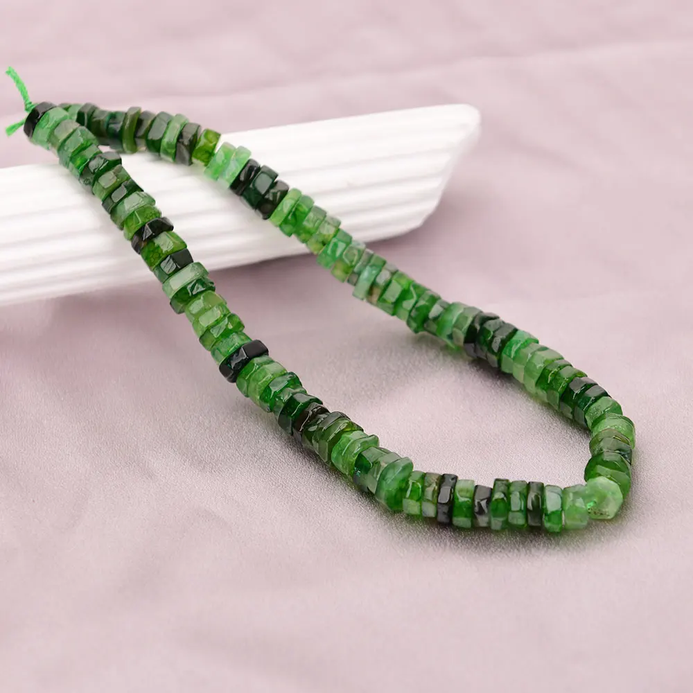 

APDGG Natural Green Fire Agate Stone Faceted Abacus shape Nugget Gems Slice Loose Beads Jewelry Making DIY