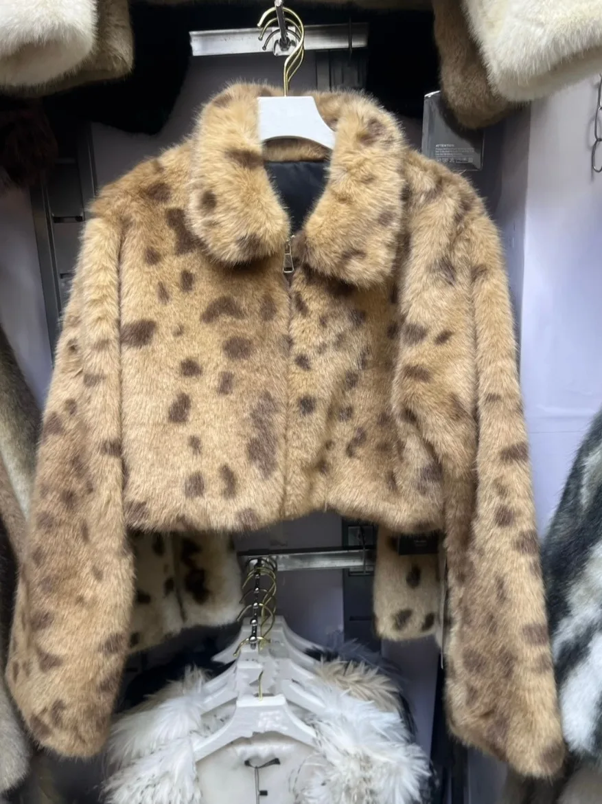 เสื้อคลุมขนสัตว์เทียมลายเสือดาวแฟชั่น สไตล์เกาหลี น้ำหนักเบา หรูหรา อุ่นสบาย ทันสมัย