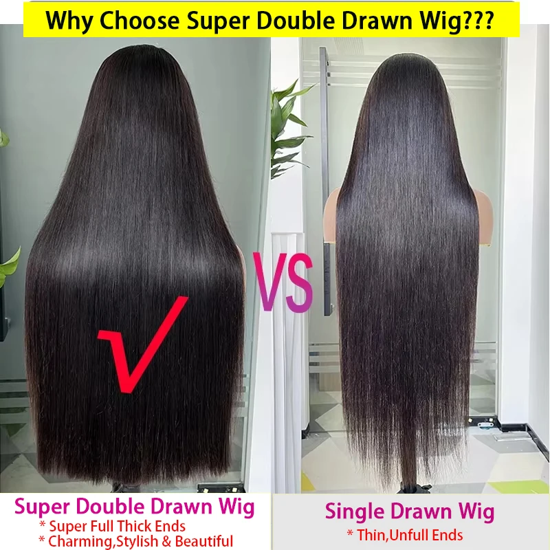Unprocessed Raw 5x5 Real HD Lace Super Double Drawn Vietnamese Bone Straight Wig 5x5 HD Lace Closure Wig Human Hair 250% Density