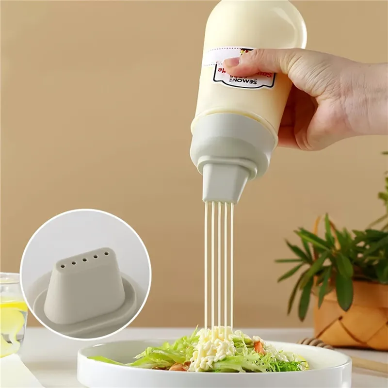 350ml 5 Holes Condiment Squeeze Bottle Kitchen Ketchup Mustard Bottle Clear Mayonnaise Honey Dispenser Sauce Storage Container