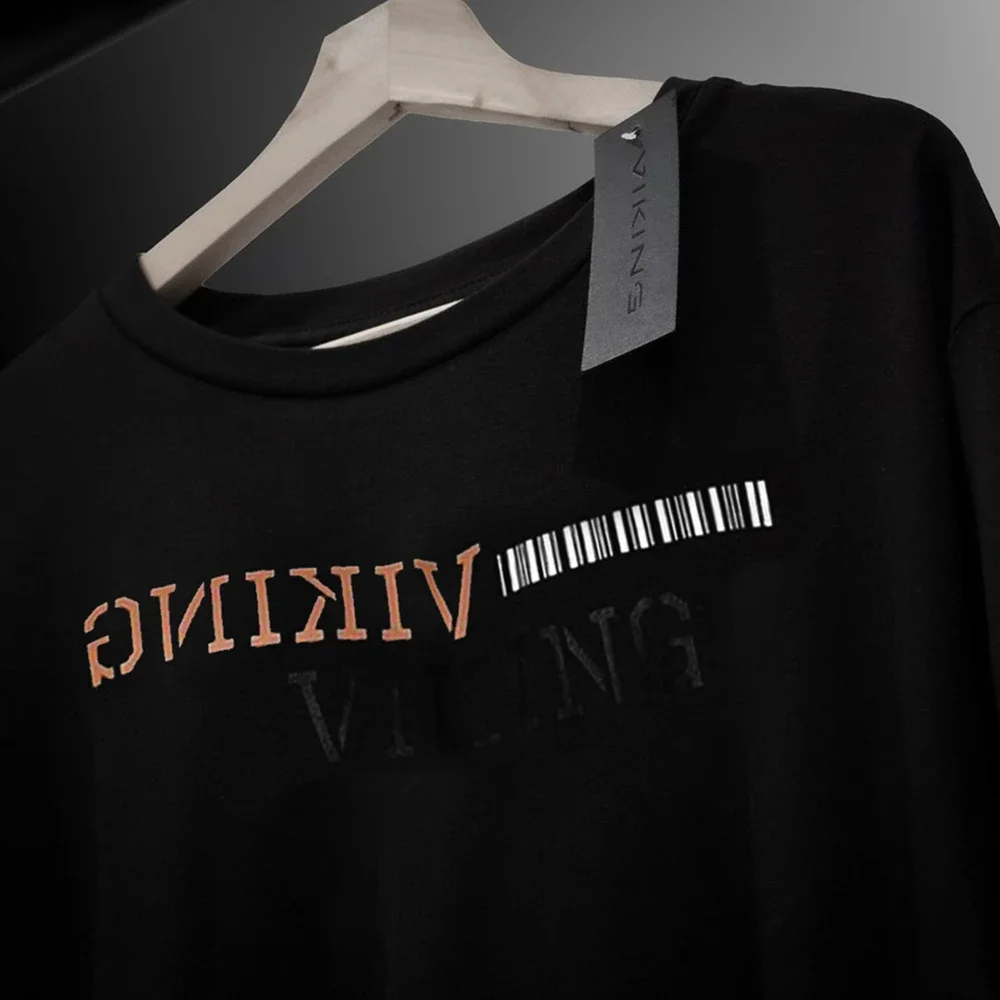 2024 English Letter Printing 100% High Quality Cotton Round Neck Casual Training New Men\'s Fitness and Fitness T-shirt