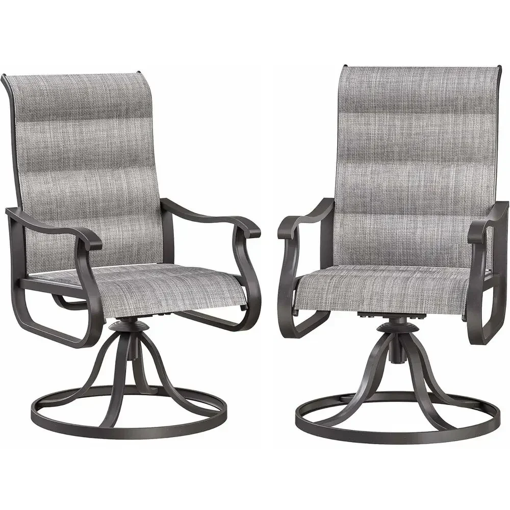 Set of 2 Outdoor Swivel Dining Chairs with High Back, Weather-Resistant for Patio, Lawn, Porch, or Garden