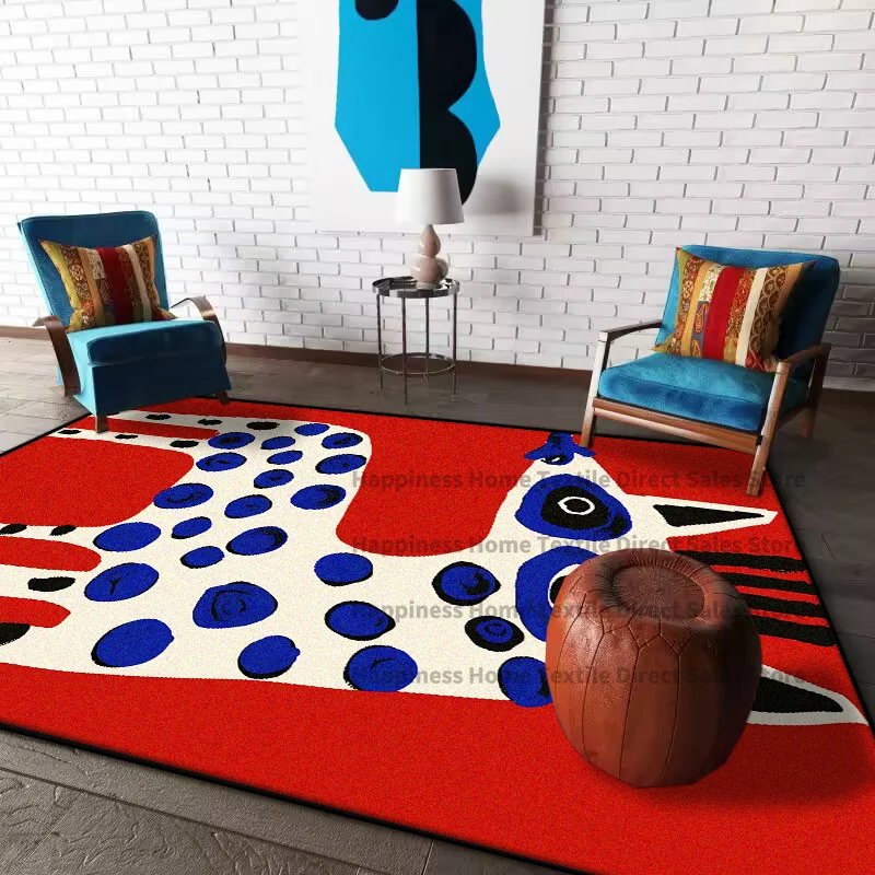 Modern Abstract Animal Rugs for Bedroom Red Carpets for Living Room Easy Care Non-slip Cloakroom Rug Large Area Lounge Carpet