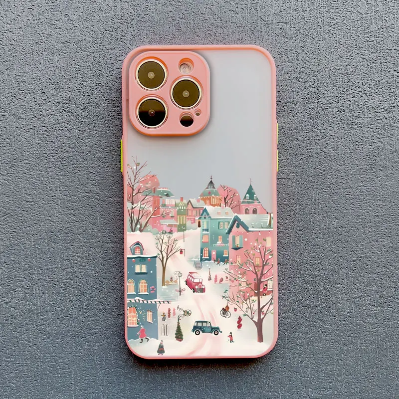 Ins Cartoon-Weihnachtsstil-Telefonhülle für iPhone 17 16 Pro Max 15 14 13 12 11 Pro Max XR XS X 16 Plus Straßenbild-Telefonabdeckungen – Detail 4