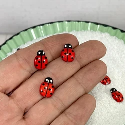 Cute Tiny Ladybug Miniature - Flat Back Resin Figurines for DIY Crafts Micro Landscape Home Plants Fairy Garden Decoration