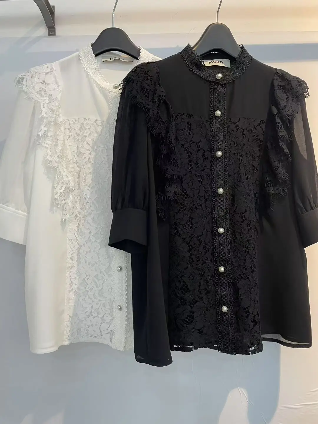 

Ele Korean Sle Casual Comfortable Lace Splice irt Women's Summer New Faion Breathable Cotton Stand Collar ort Sve