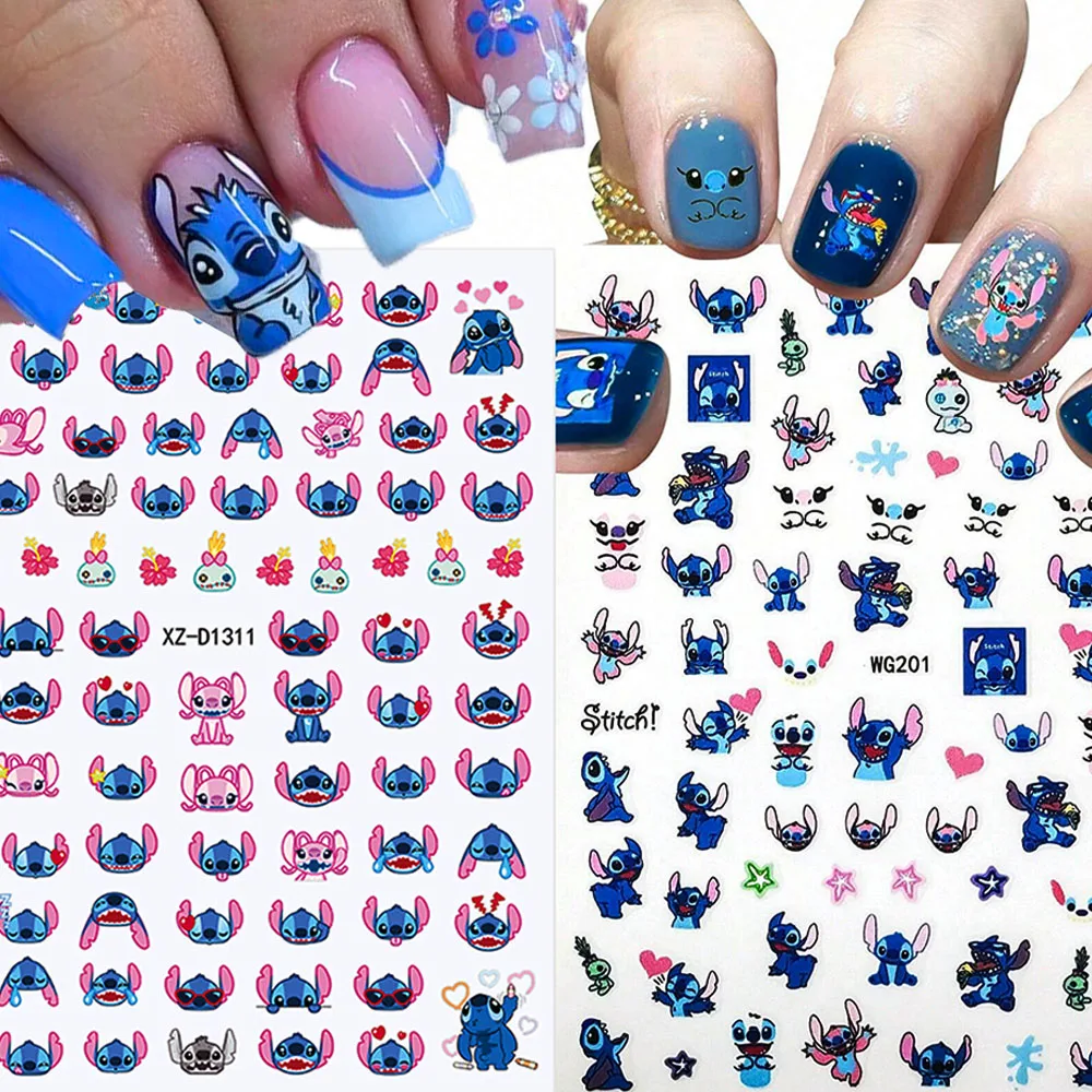 1Pcs 3D Cartoon Mini Stitch Angel Nail Art Sticker 8*10CM Multiple Expressions Stitch Kawaii Nail Decals DIY Anime Stitch Slider