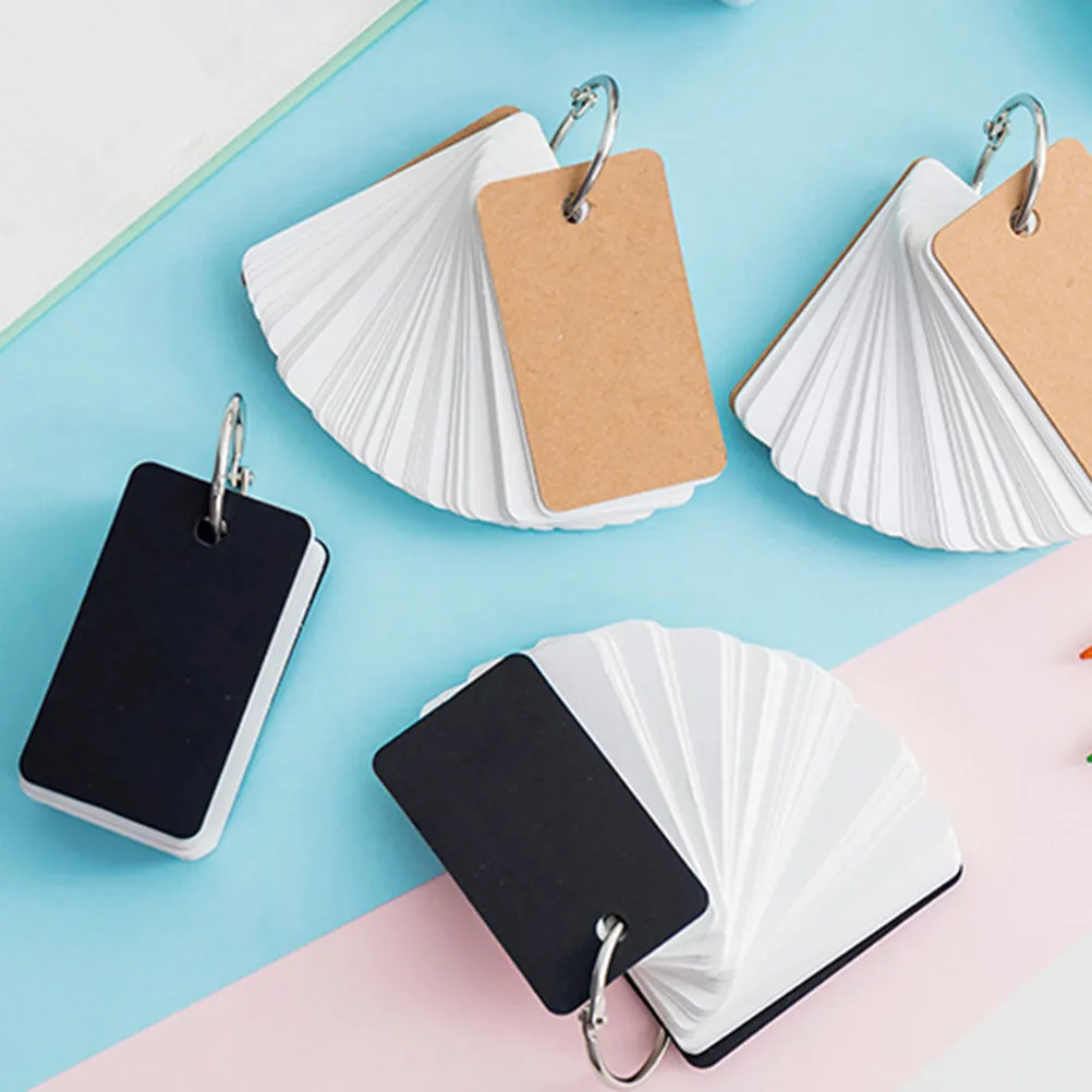 12Pcs Ring Loose-Leaf Notepad Portable Vocabulary Cards Refillable Binder Memo Pads Study Cards Office School Stationery