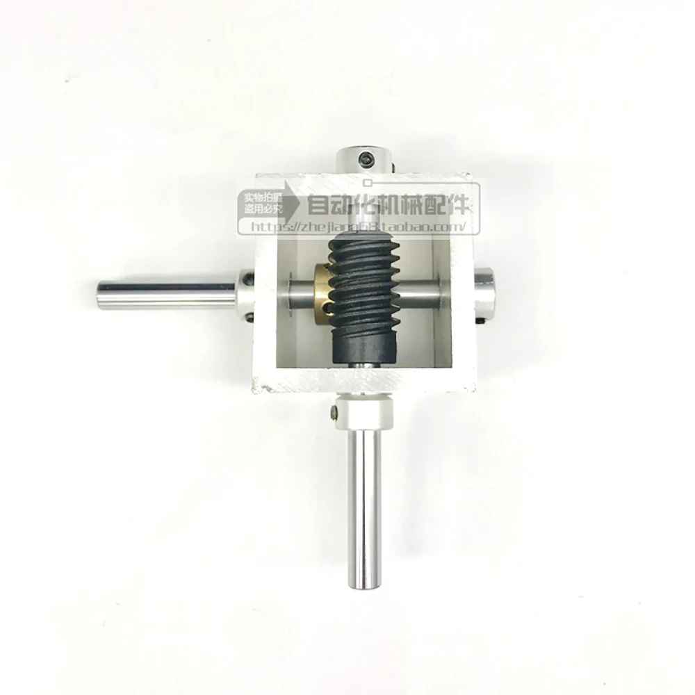 Worm Gear Reduction Gearbox 6/8MM Output Shaft 20T Gear 90 Degree Right Angle Corner Device Ratio 1:10 1:20 Aluminum Alloy Frame