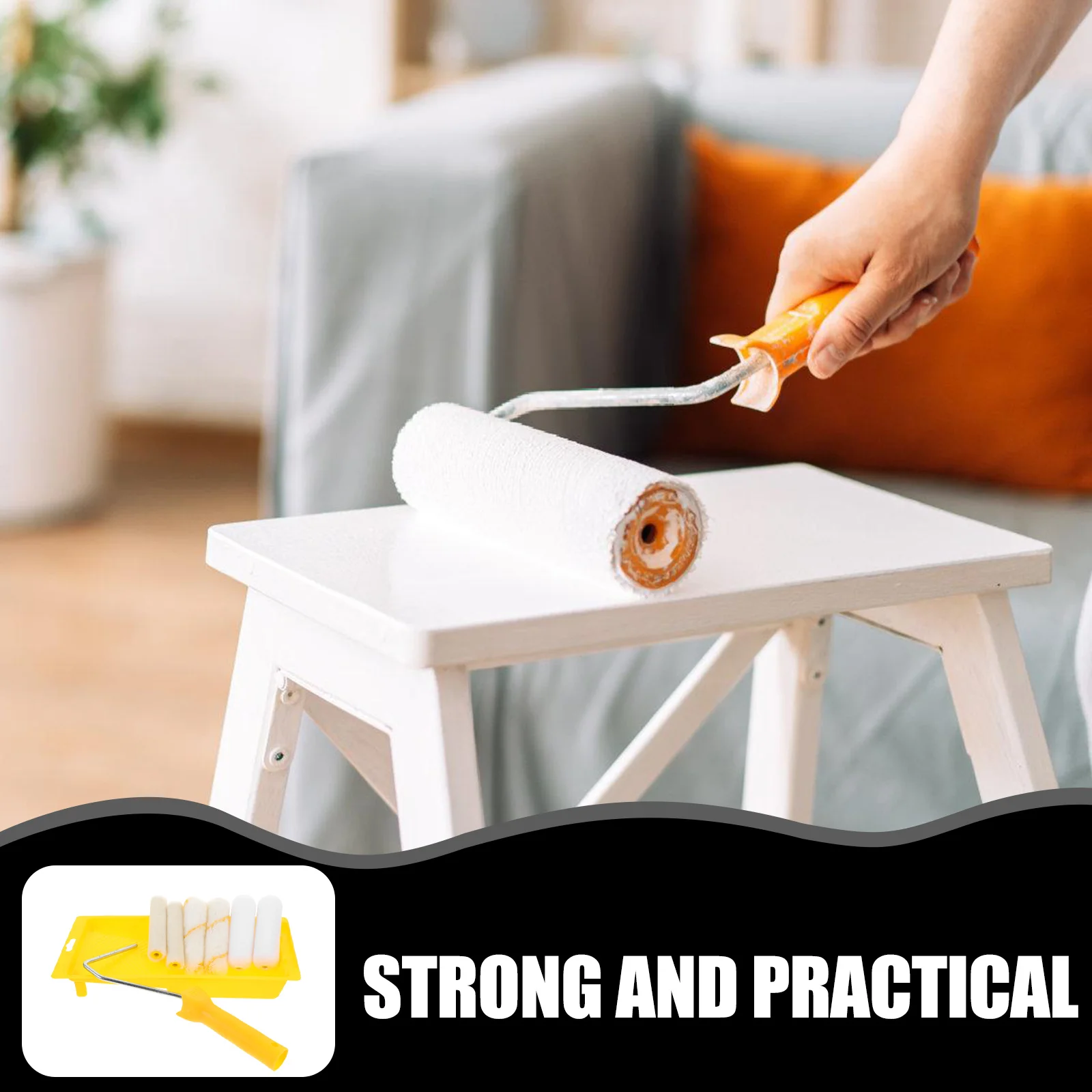 1 conjunto de rolos de pintura de 4 unidades, kit para paredes, armários, pisos, uso versátil com tintas à base de óleo e água, rolos de pintura