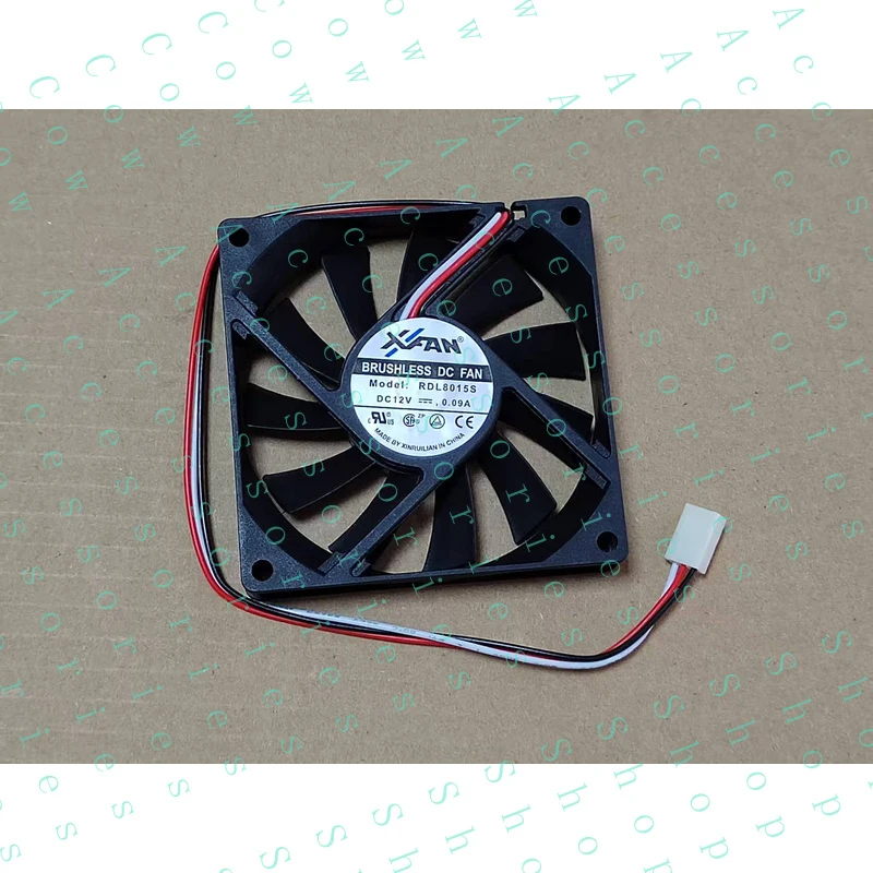 PP+ 1PC  silent cooling fan   RDL8015S DC12V 0.09A 3-wire 80 * 15MM