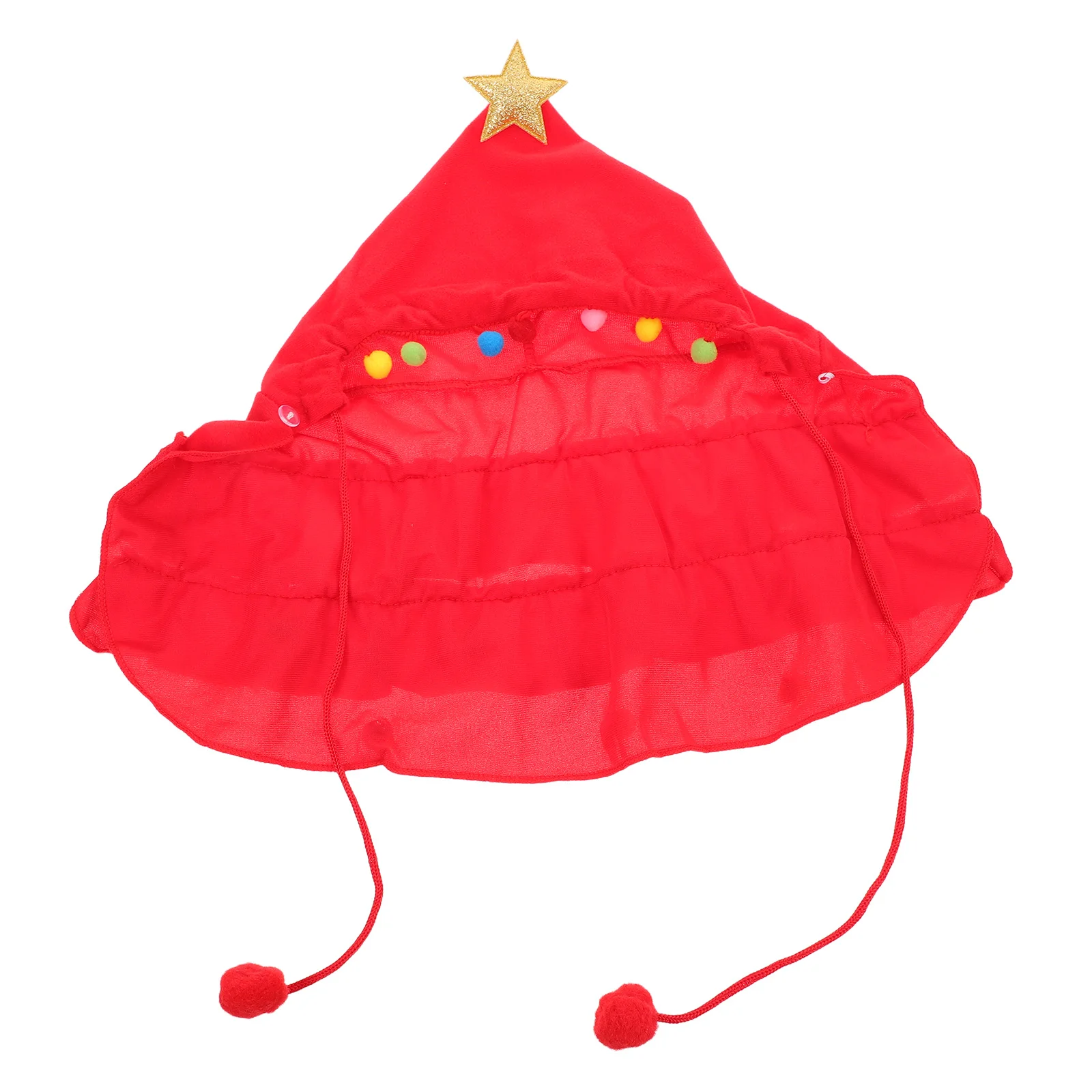 

Dog Christmas Outfit Elf Dog Costume Christmas Tree Pet Cape Star Pompoms Holiday Cat Cloak Hooded Santa Clothes Small Puppy