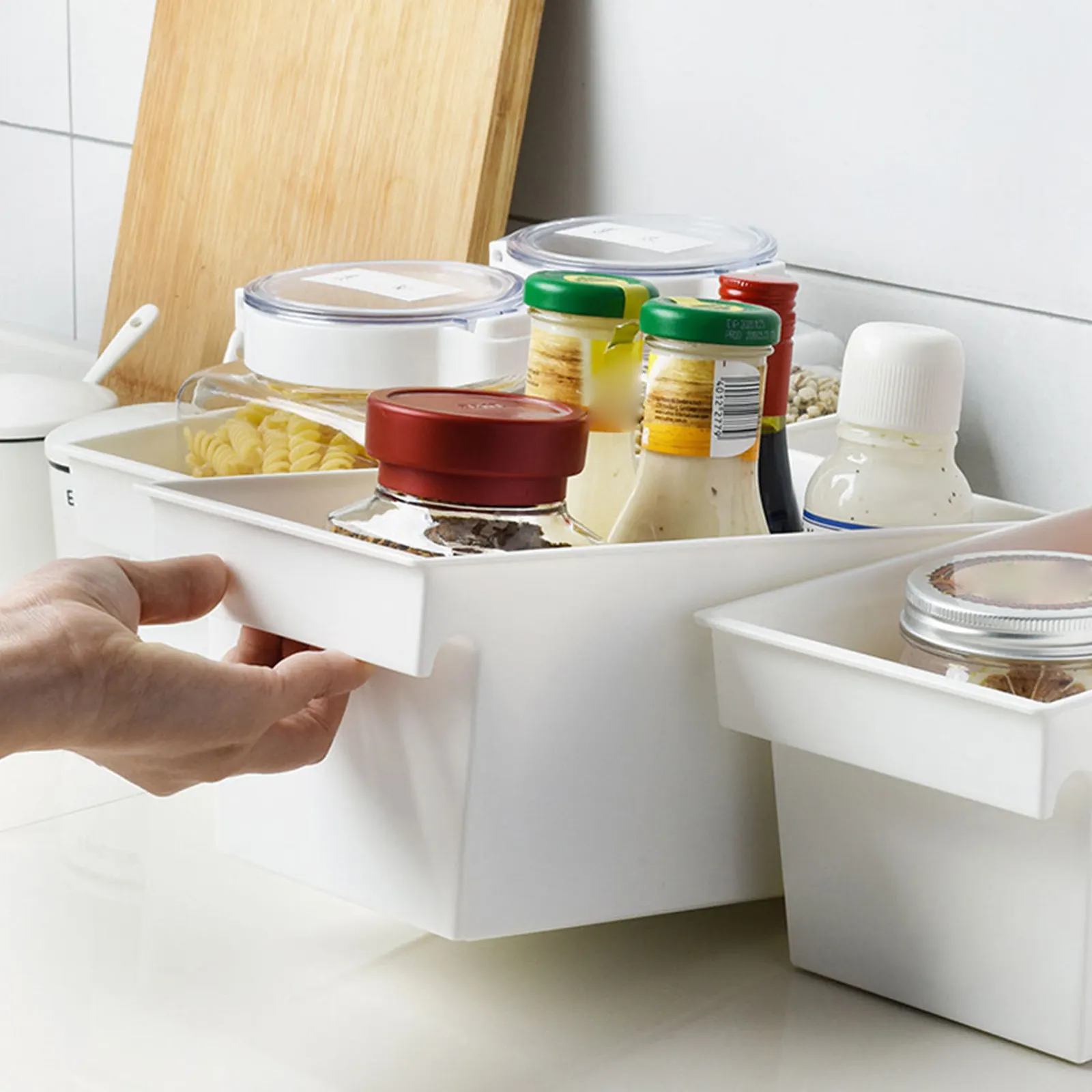 2Pcs Premium PP Label Storage Box Sorting Organizing Box for Kitchen Bathroom Living Room Fruits Bottles Cans Snacks