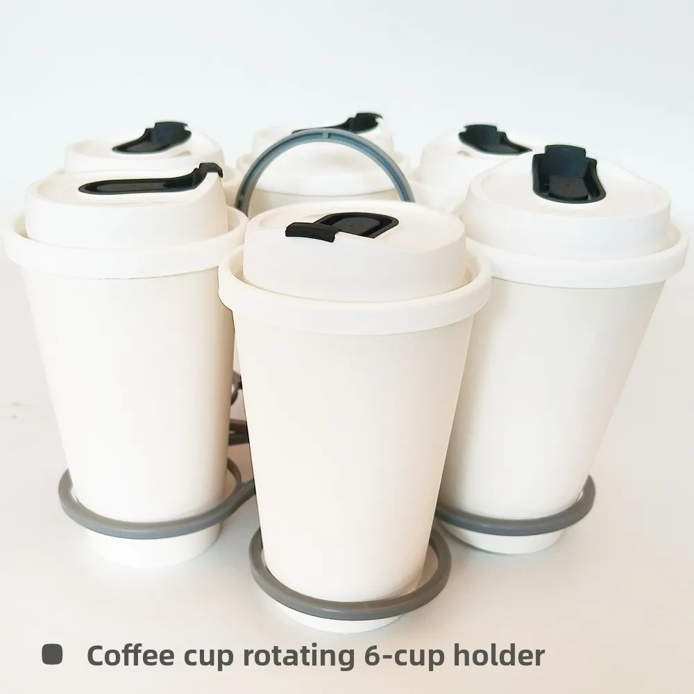 Collapsible Rotatable Portable Cup Holder - 6-Cup Plastic Carrier for Party Wine & Coffee Cups Creative Tote Rack