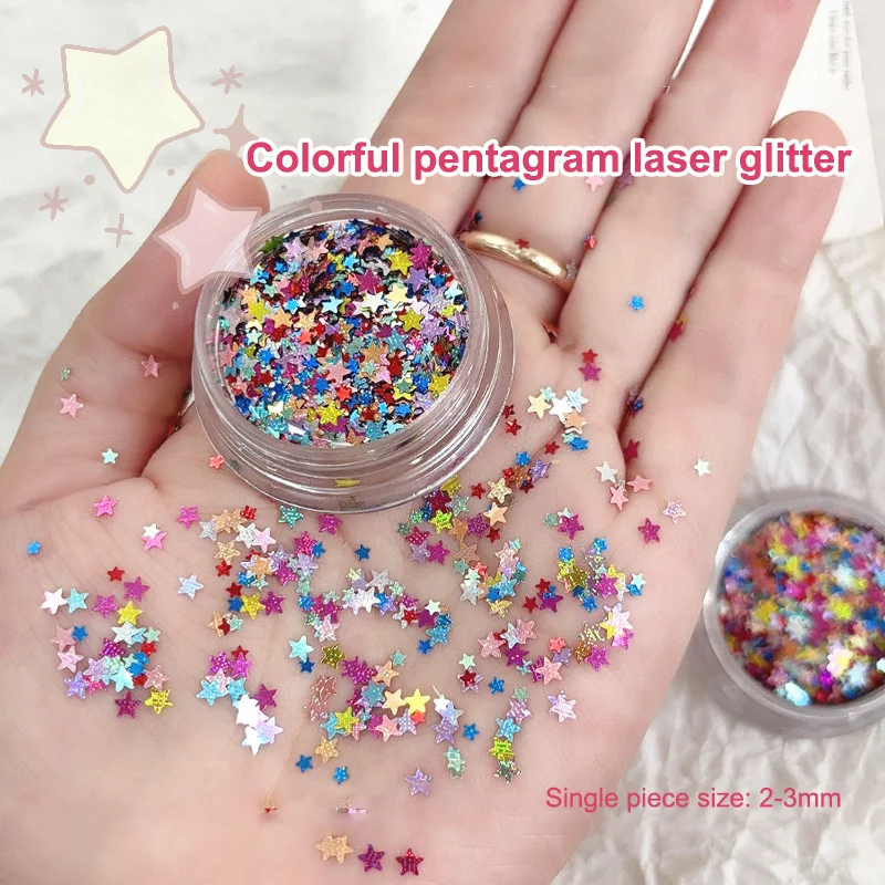 1 caja de lentejuelas brillantes para decoración de uñas, copos de lentejuelas con forma de estrella mixta, accesorios de decoración 3D