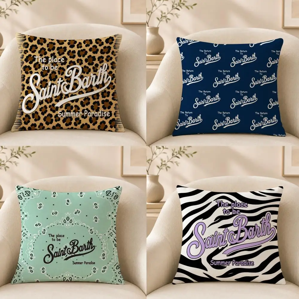 Travel S-Saint Barth Cushion Cover Short‑plush Cushion Cover,Breathable,Skin‑friendly,Washable,room Sofa Decor Gift