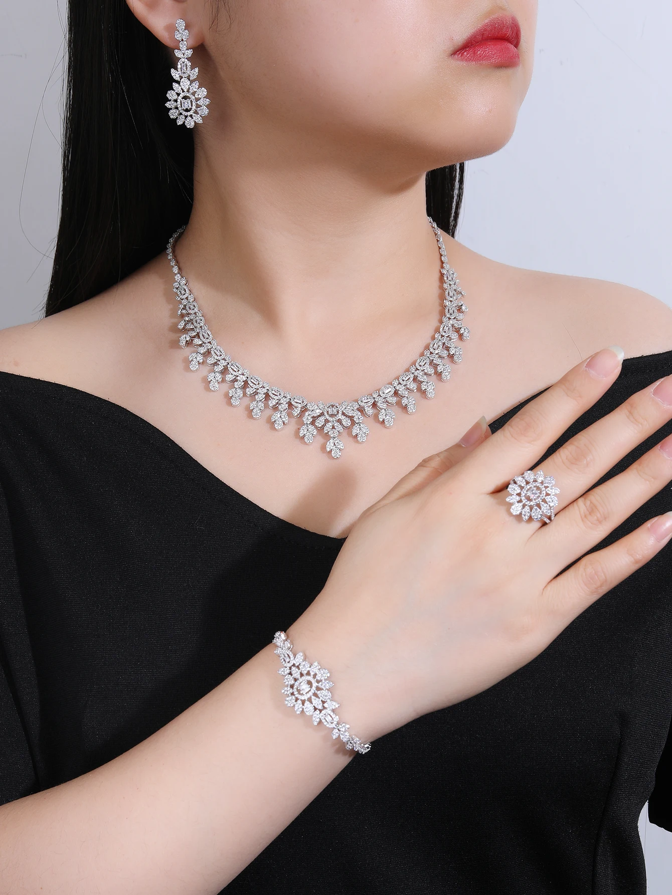 

JEWEL Fashion 4 PCS Women Fashion Jewelry Set For Wedding Engagement Cubic Zirconia High Quality Gift Beautiful Bridal Jewellery