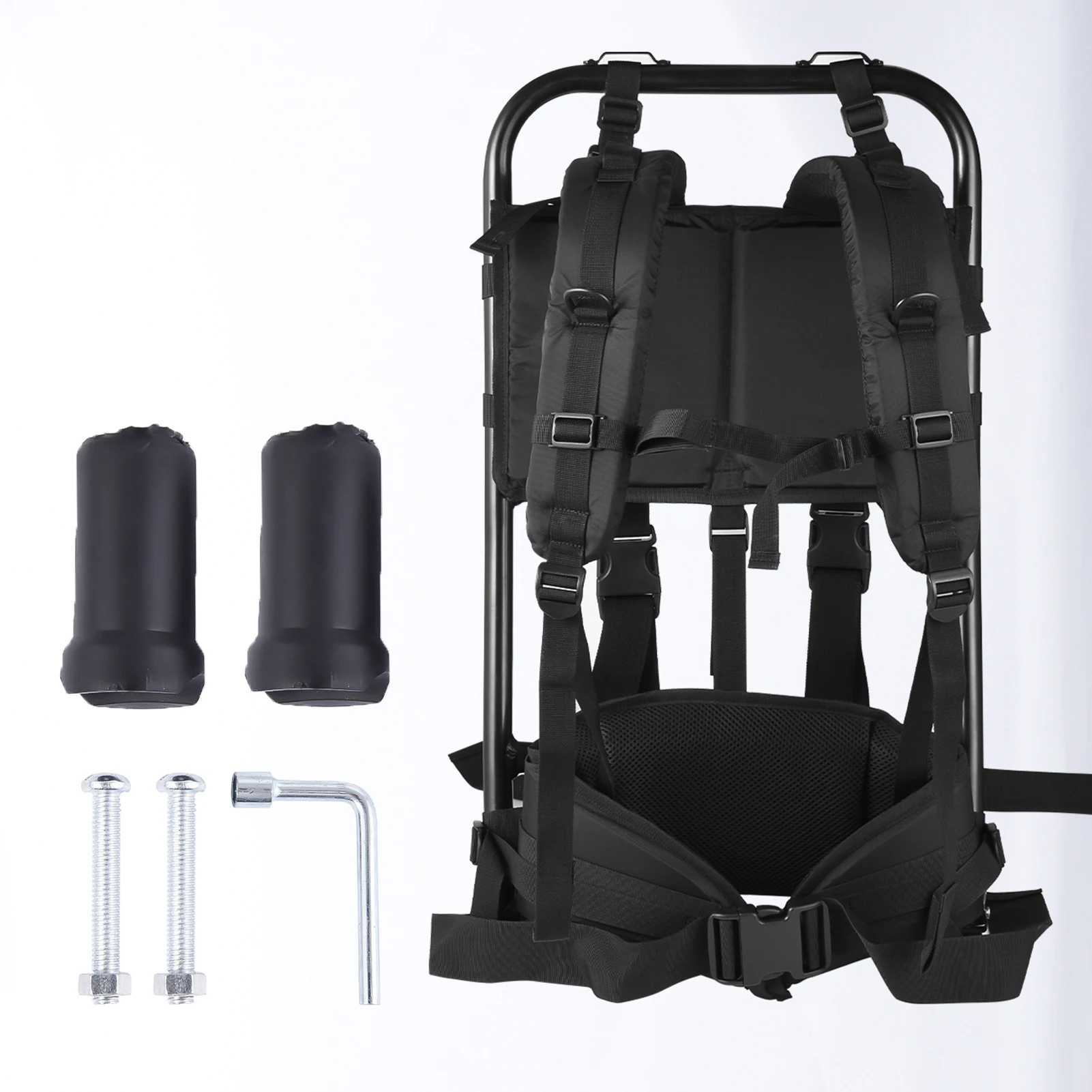 

External Frame Backpack, Aluminum External Hunting Frame Backpack, Portable Nylon Fabric Backpack Frame Black