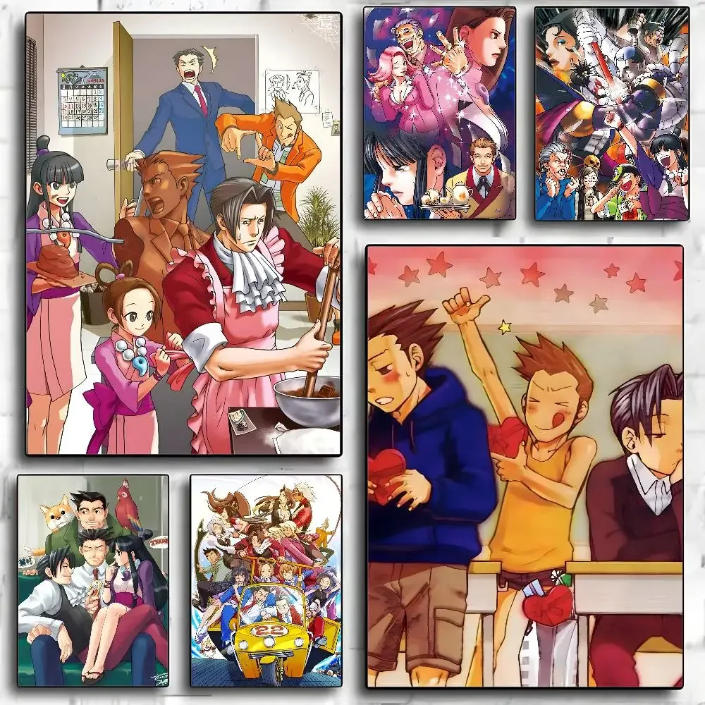A-Ace Attorney Anime Poster Waterproof HD Art Wall Decal Self-Adhesive Print. Aesthetic Home Room Decor for Living Room Bedroom