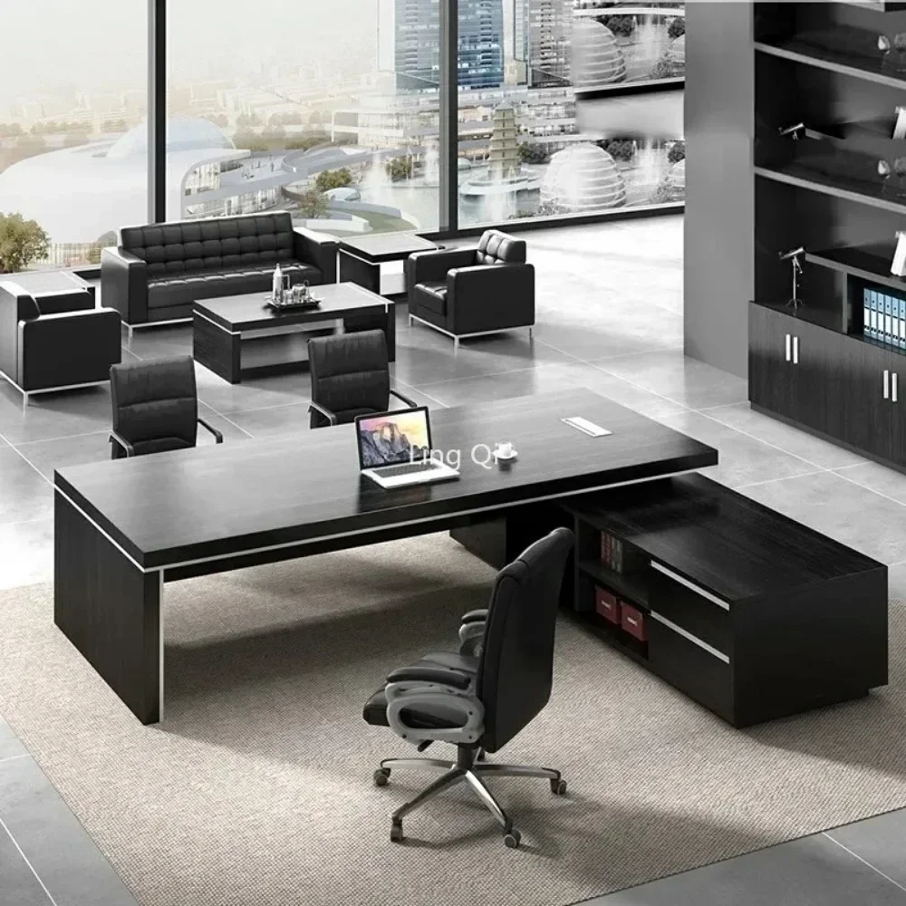 Boss Reception Office Desk Black Conference Floor Free Shipping Luxury Computer Desks Home Corner Bureau Meuble Home Furniture