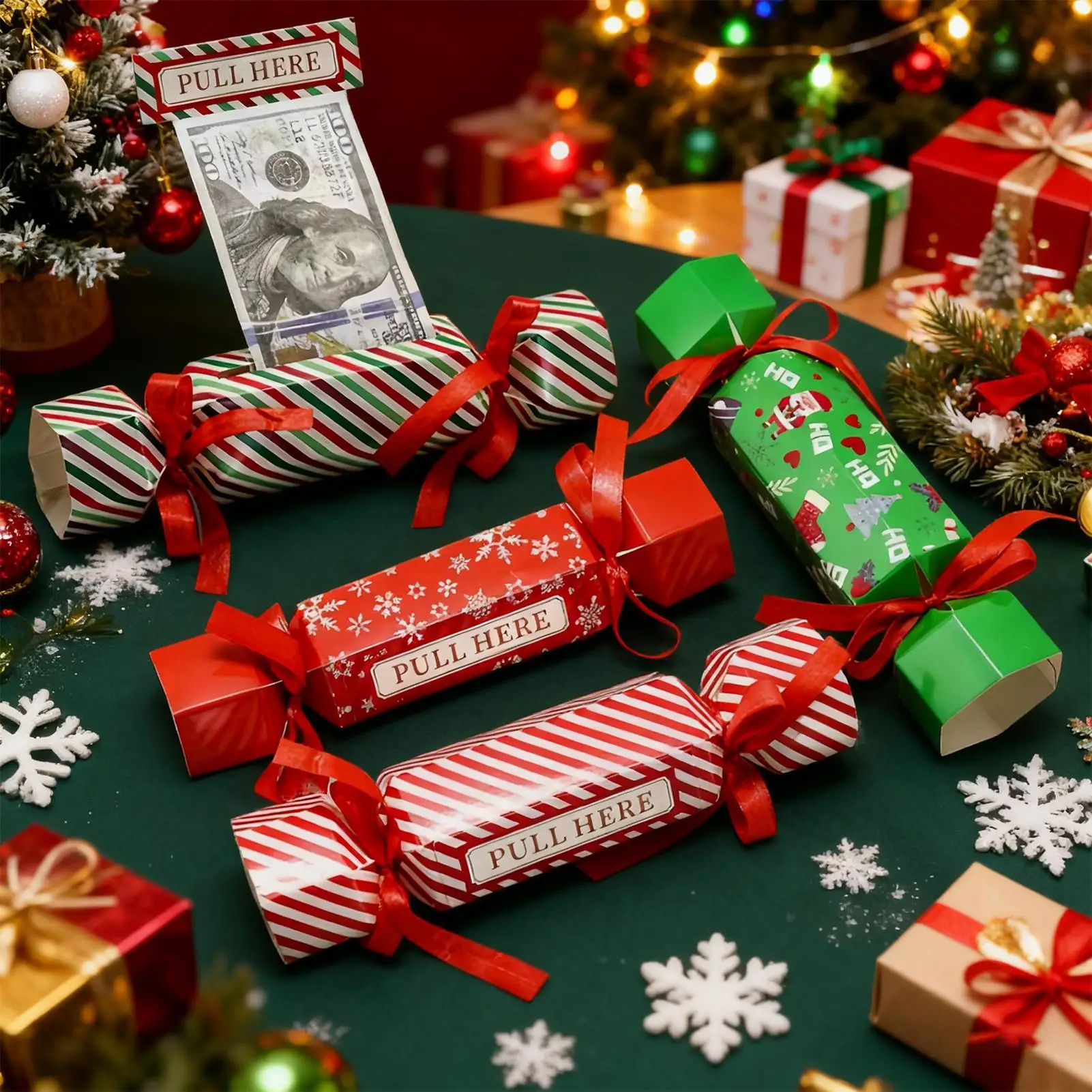 4pcs Christmas Money Dispenser Box Candy Shape Pull Out Container Cash Box for Kids Adult Birthday Valentine Proposal Party Gift