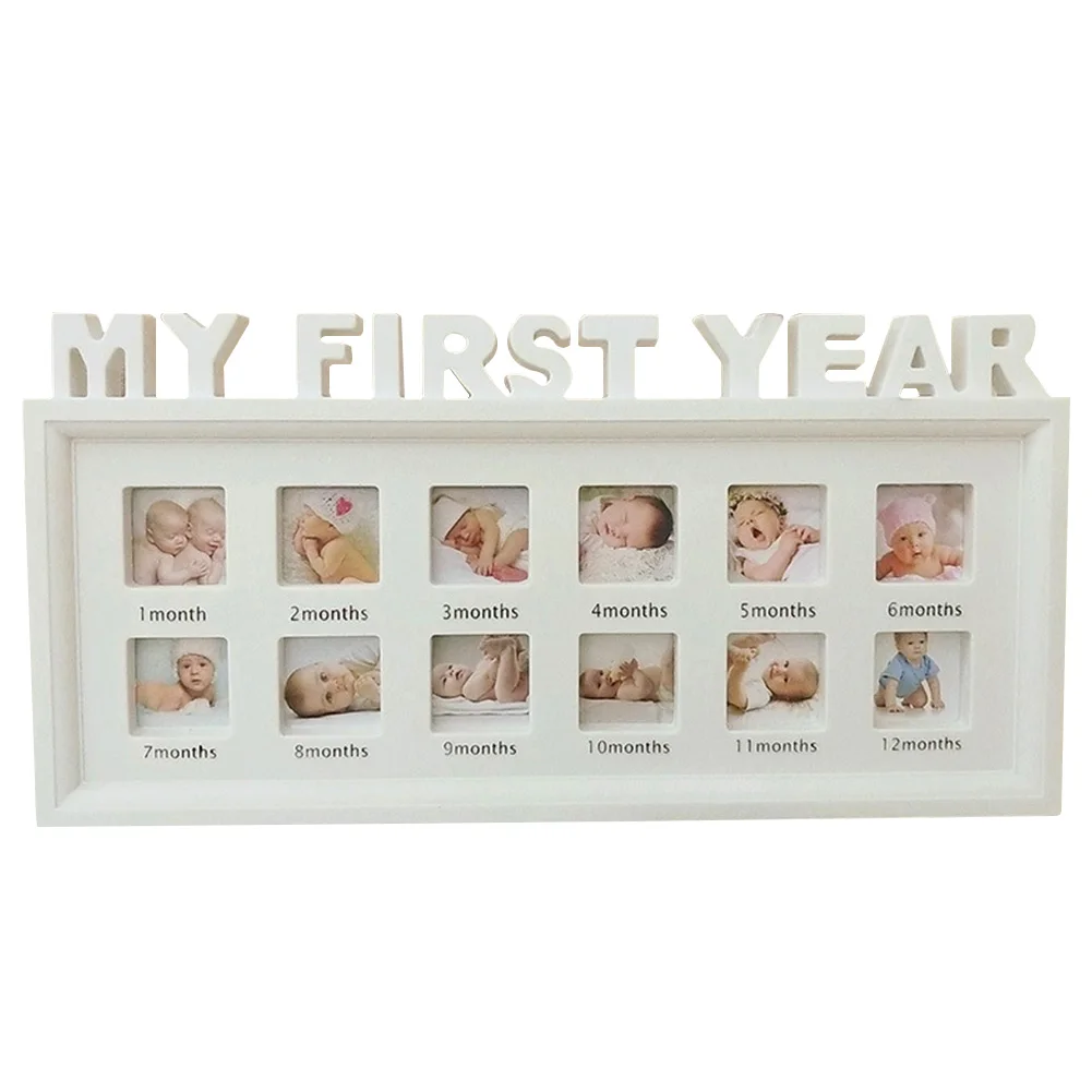 

12 Months Moments PVC Desktop My First Year Newborn Baby Multifunctional Home Decor Ornaments Girls Boys Show Infant Photo Frame