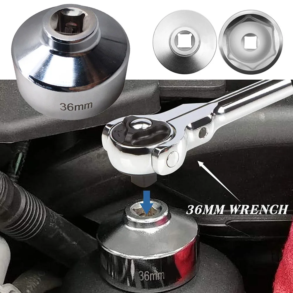 Low Profile 36mm Socket Wrench With 3/8 Inch Drive For Accessing Confined Areas During Oil Filter Cap Replacement