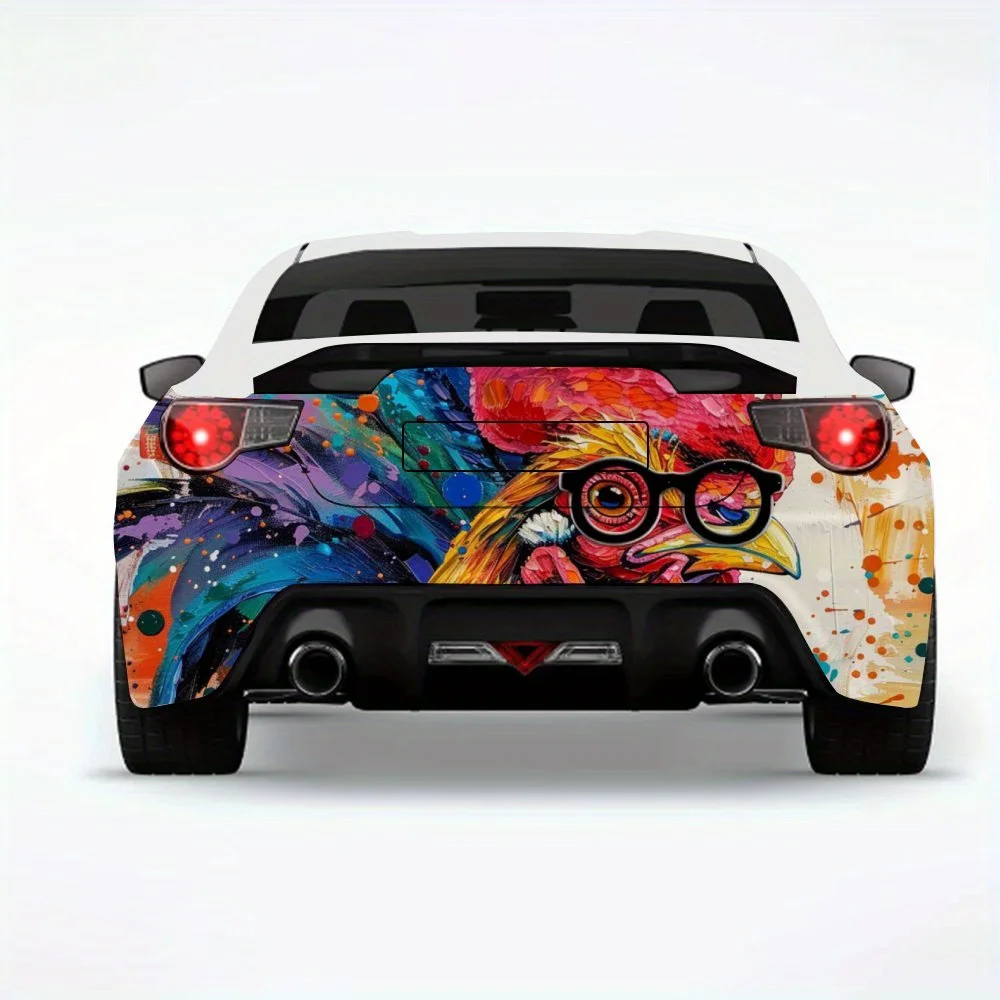 

Крутой петух в очках, автомобильная наклейка, виниловая наклейка на заднюю часть автомобиля, водонепроницаемые самоклеящиеся виниловые наклейки для хвоста и бампера автомобиля