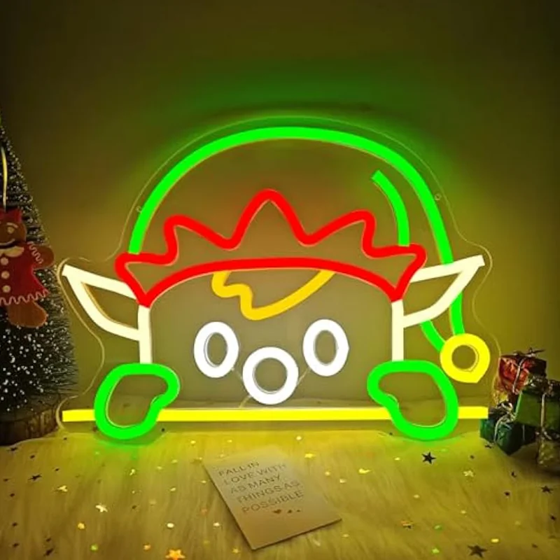 

Christmas Elf Led Neon Sign Window Decorations Light Up Wall Decor Lighted Little Elf Christmas Party Decor