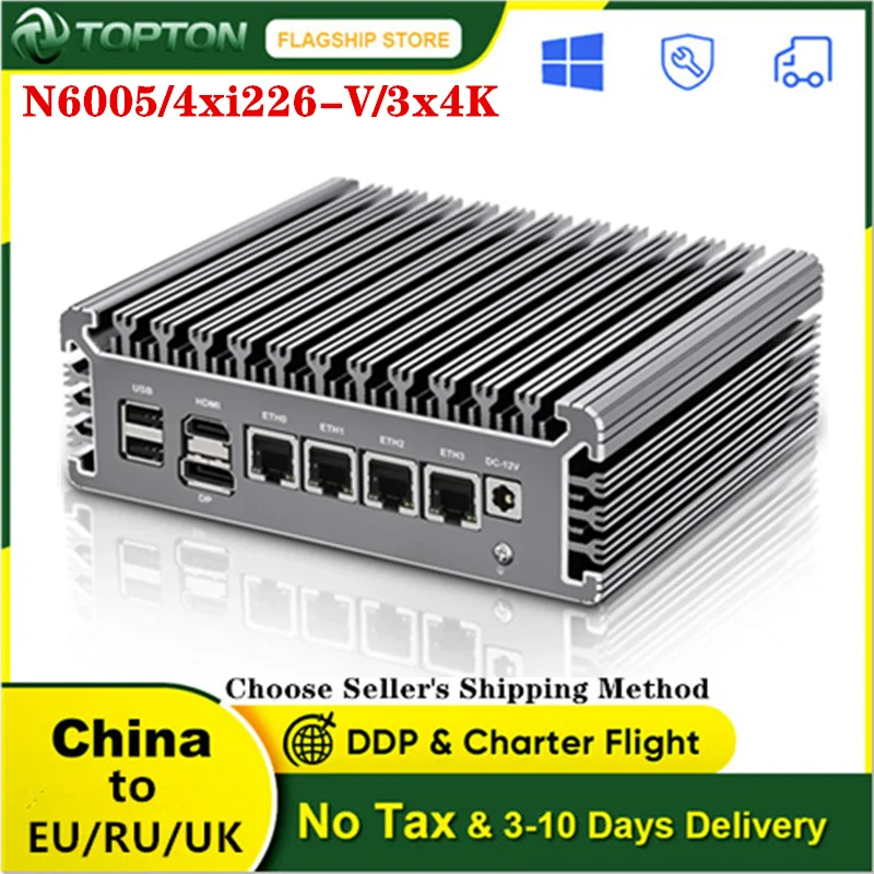 

New 2.5G Firewall Mini PC Pentium N6005 Celeron N5105 4 Intel i226-V 2500M Network Card TPM2.0 3x4K@60Hz VPN Server Soft Router