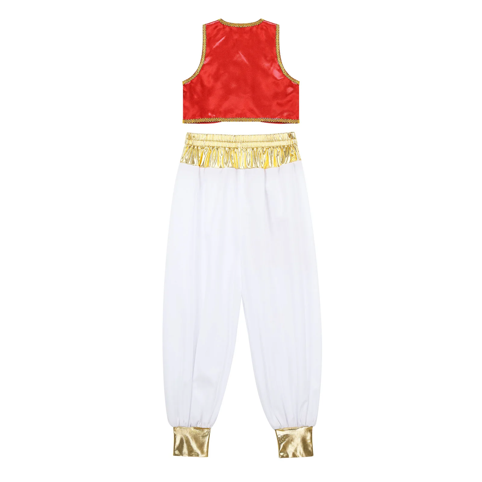 Kids Boys Halloween Theme Party Arabian Prince Cosplay Performance Costume Sleeveless Cardigan Vest Waistcoat with Pants Set