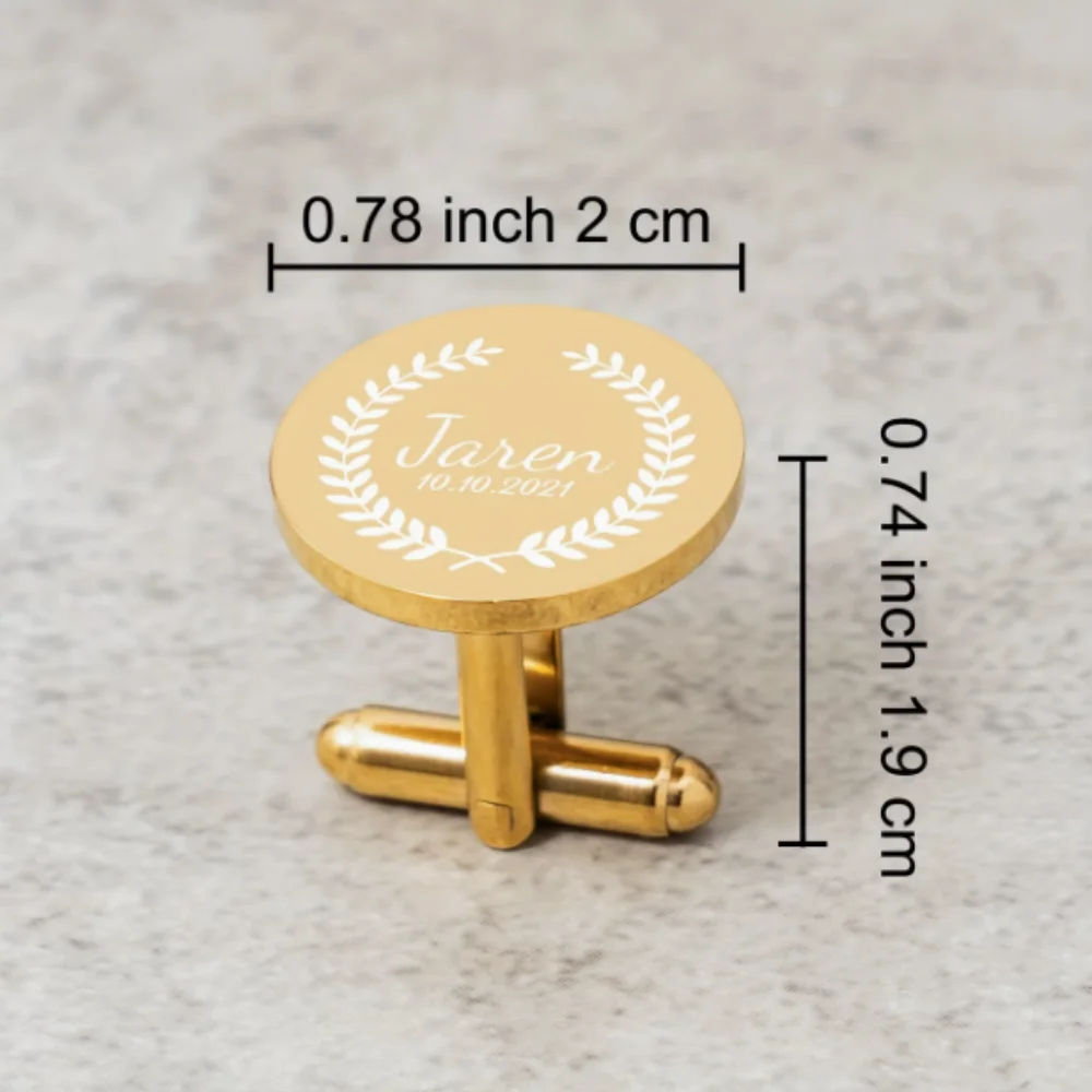 Custom Engraved Round Cufflinks Personalized Name Monogram Cufflinks Multi‑Color Metal Men Formal Suit Accessories