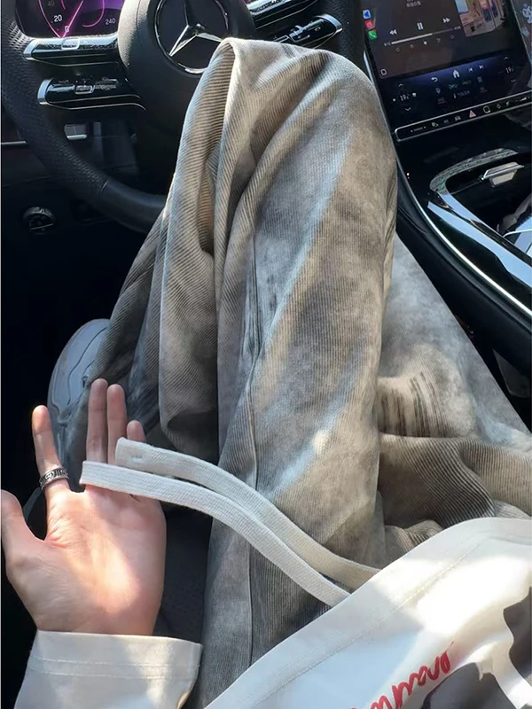 

Мужские повседневные брюки из вельвета в стиле ретро с эффектом тай-дай, свободные, прямого кроя, осенне-зимние, уличные, модные и удобные.