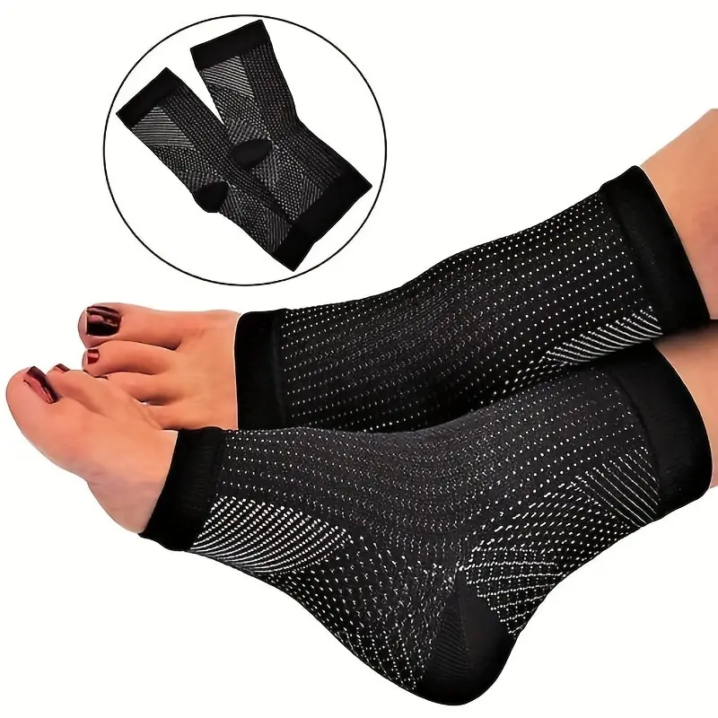 2 Pair Compression Socks for Ankle Support, Open Toe Design for Plantar Fasciitis Pain Relief