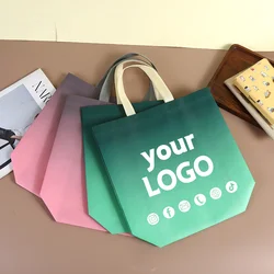 Gradient color non-woven handbag clothing store party gift packaging bag wedding shopping bag custom printed logo
