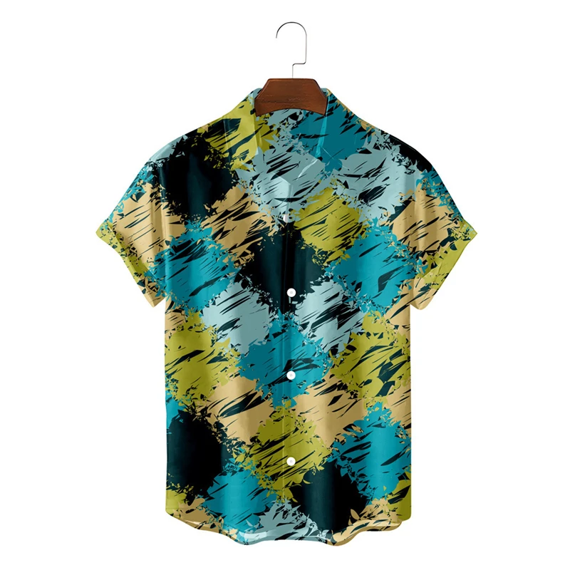 Camisas hawaianas con estampado de flores para mujer, Camisa de viaje de manga corta con estampado 3D de rayas de árbol de coco Hawaiano, ropa de playa a la moda