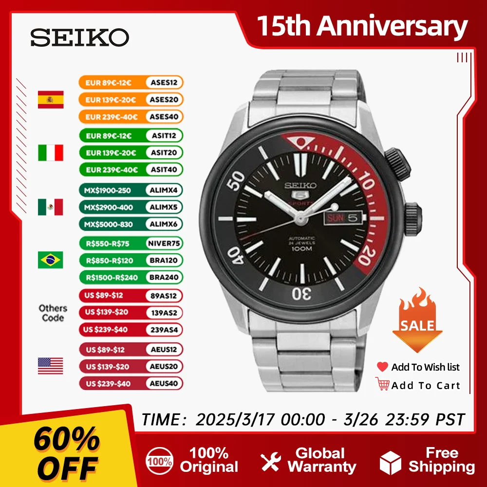 Original japão seiko relógio masculino prospex esportes relógios mecânico automático watch10bar à prova dwaterproof água luminosa