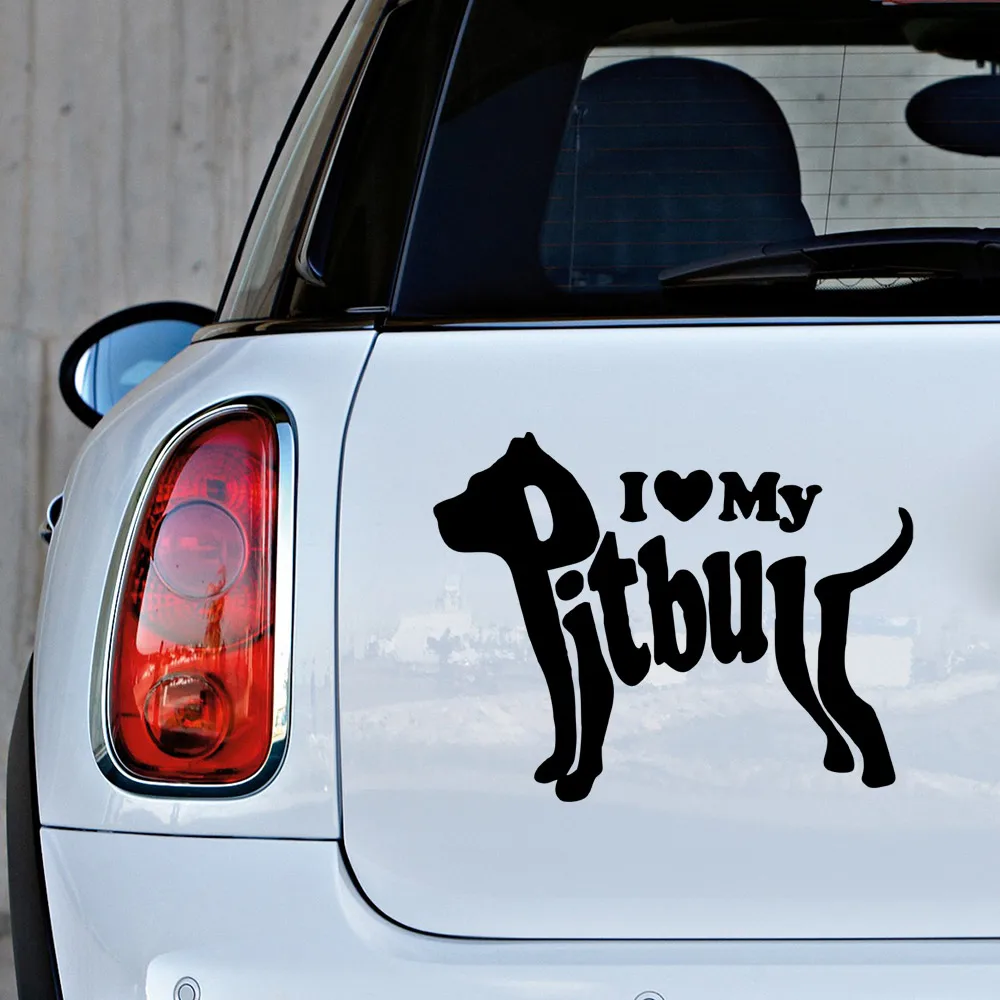 MIGNATIS - I Love My Pit Bull Dog Car Sticker Mural Art Decal For Car Window Loptop Decoration Vinyl Stickers waterproof Self Name