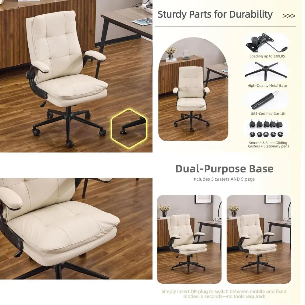 

Эргономичное кожаное офисное кресло с высокой спинкой, регулируемой высотой и поворотом на 360 градусов ° Поворотные, откидные подлокотники для домашнего офиса и игр