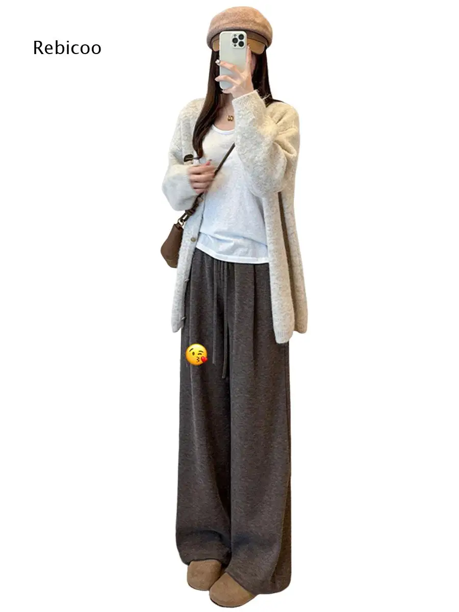 Soft Loose Wide Leg Trousers For Women Elastic Drawstring Waist Design Pants For Creating Relaxed Daily And Going Out Outfits