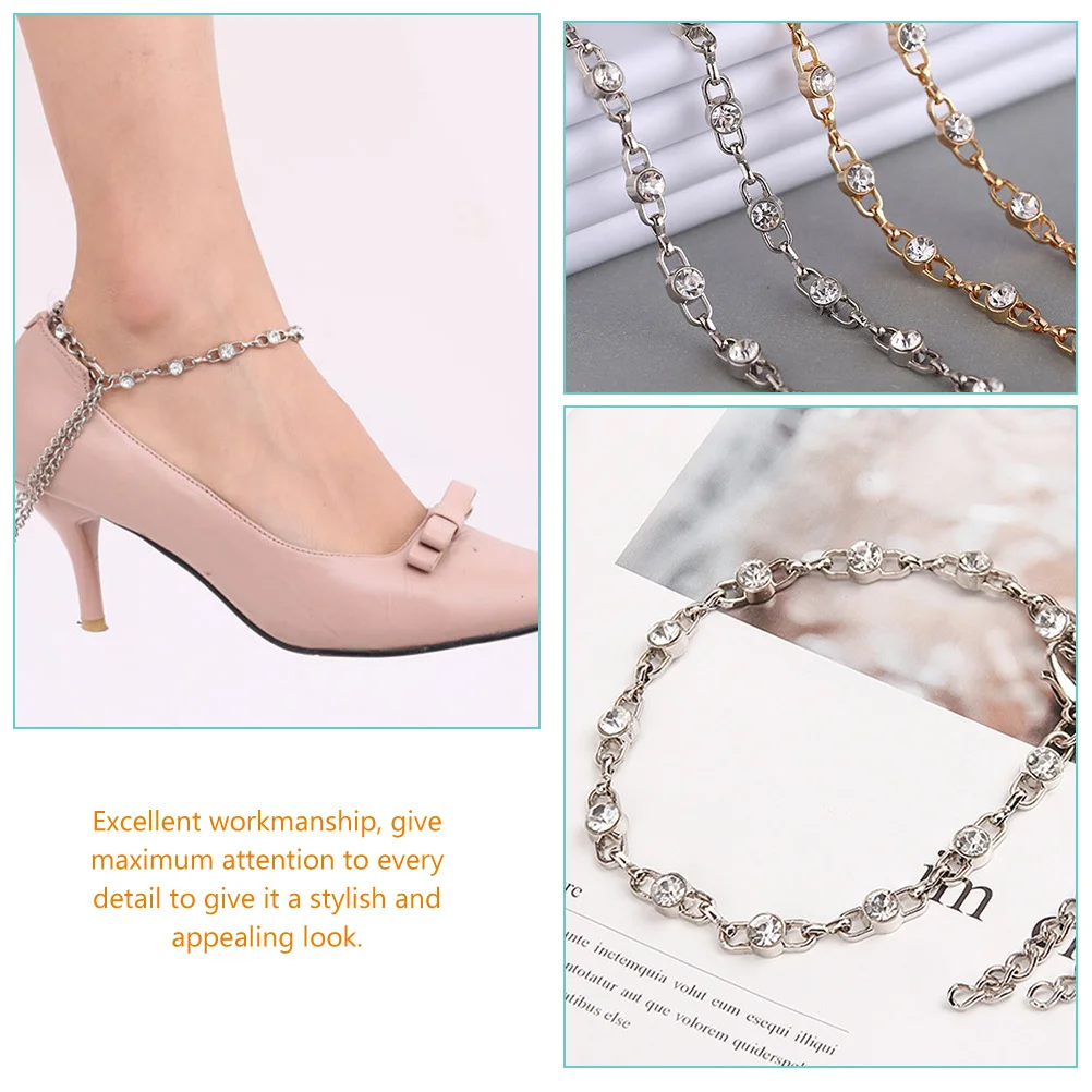 

4Pcs Shoe Chain for Heels Rhinestones High Heel Ankle Chain Anti Lost Decor Women Stylish Shoe Charm Accessory Jewelry