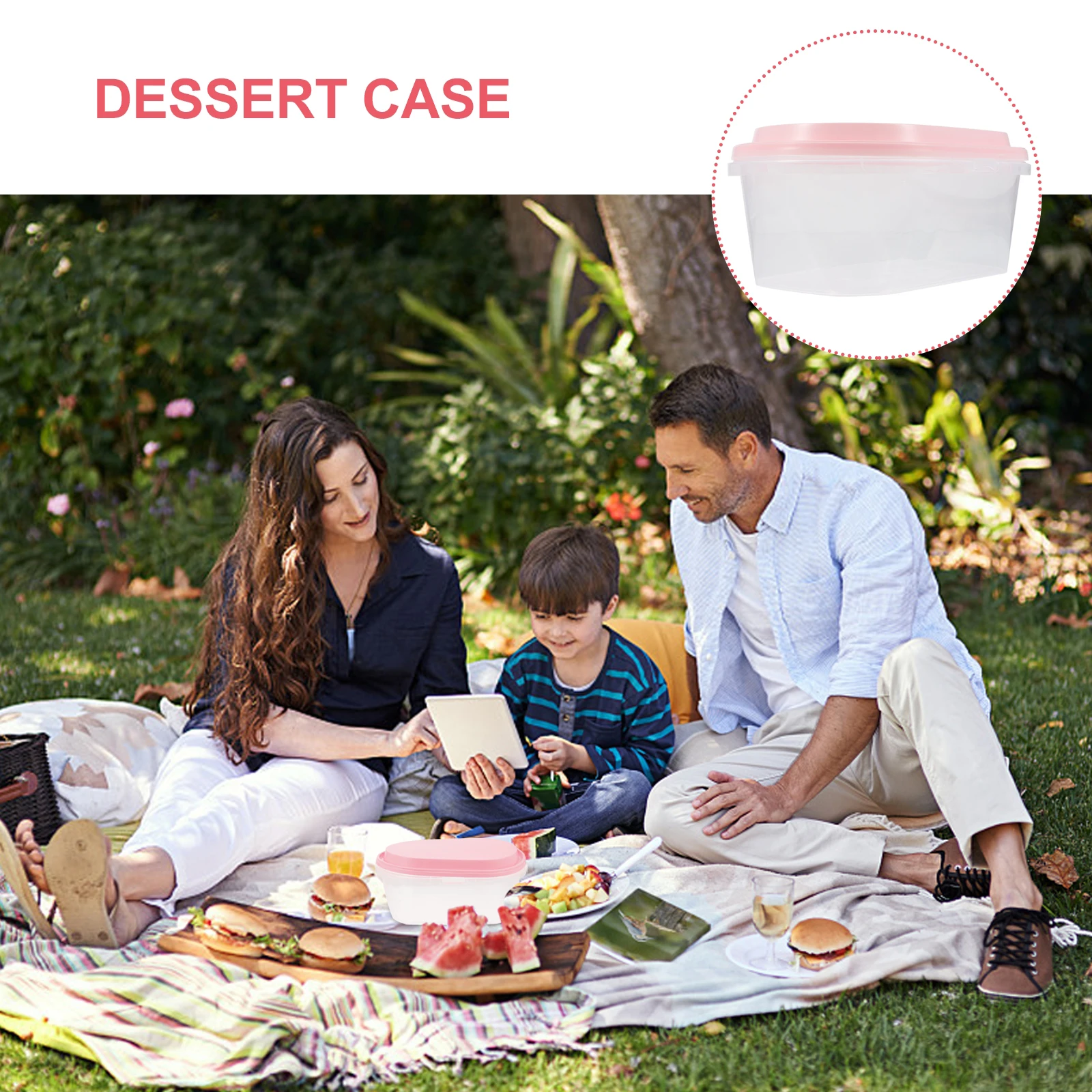 

2pcs Ice Cream Box Plastic Dessert Case Storage Container With Lid Keeps Temperature Dustproof For Cake Fruit Soy Milk