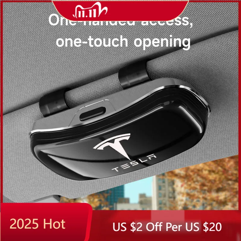 

Наклейка на автомобиль Tesla: чехол для очков на солнцезащитный козырек, легко снимается и хранится, не спадает с плотной подкладкой.