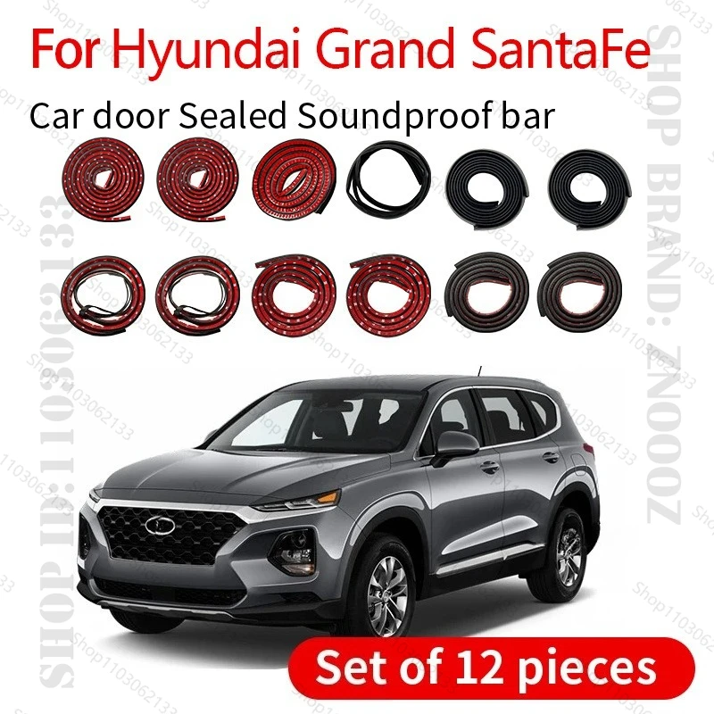 For Hyundai Grand SantaFe Car Door Seal Strip Rubber Double Layer Sealing Protector Soundproof Strip Dustproof Seal Strip 12PCS