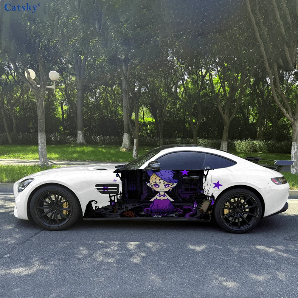 

Осьминог ведьма креативный узор наклейки кузов автомобиля двери боковые две модные наклейки два украшения подходят для всех автомобилей винил