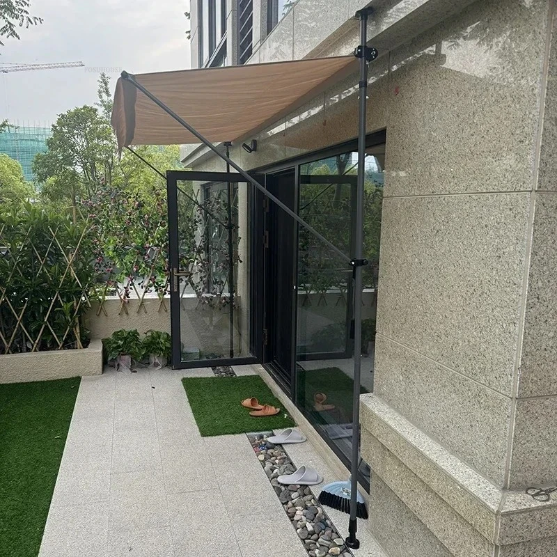 & Punch-free Canopy Hand-crank Courtyard Folding Retractable Gazebos for Outdoor Commercial Store Gazebo Household Balcony Awnin