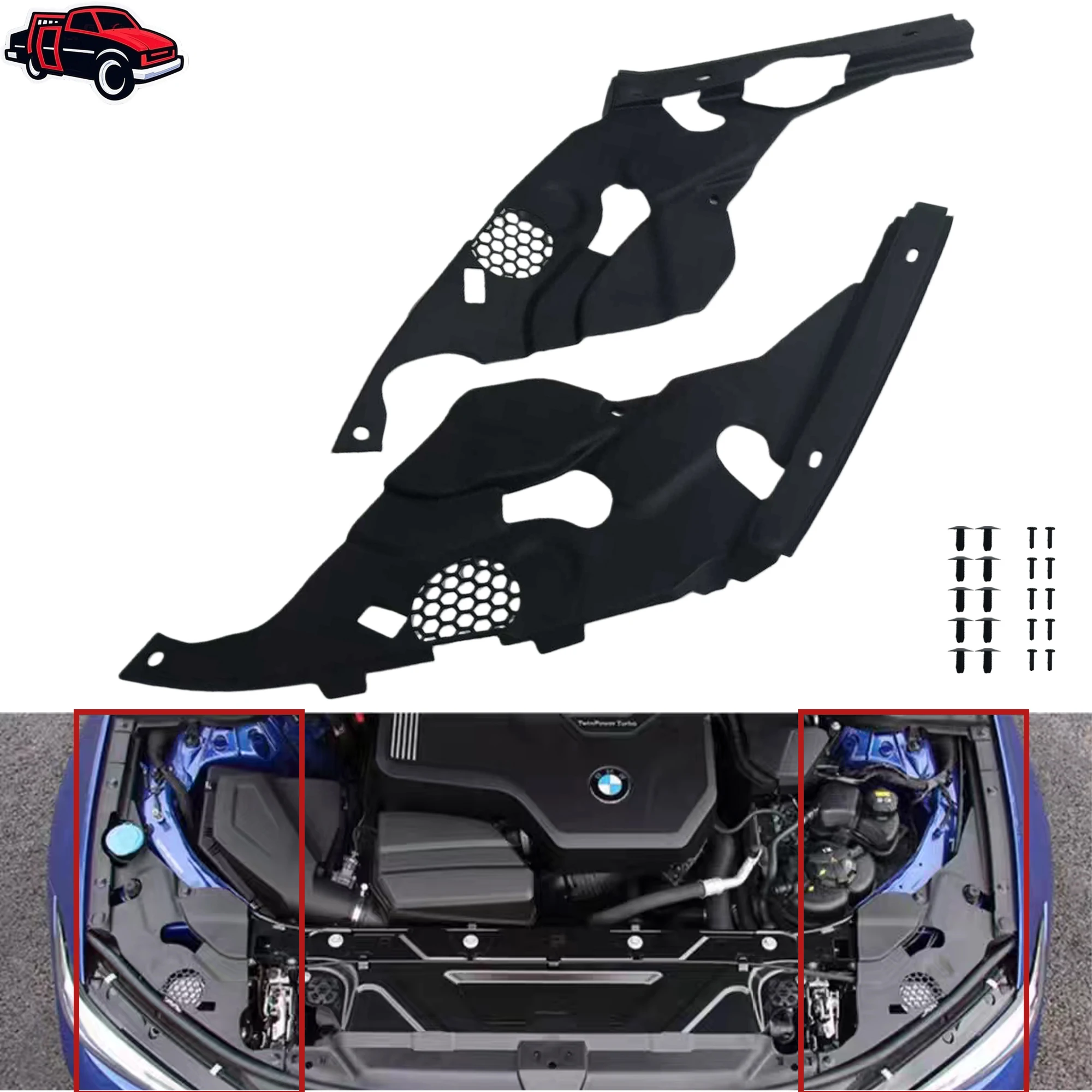 

Car Engine Protective Cover Engine Headlight Case Modification Black For BMW 3 Series G28 G20 2019 2020 2021 2022 2023 2024 2025