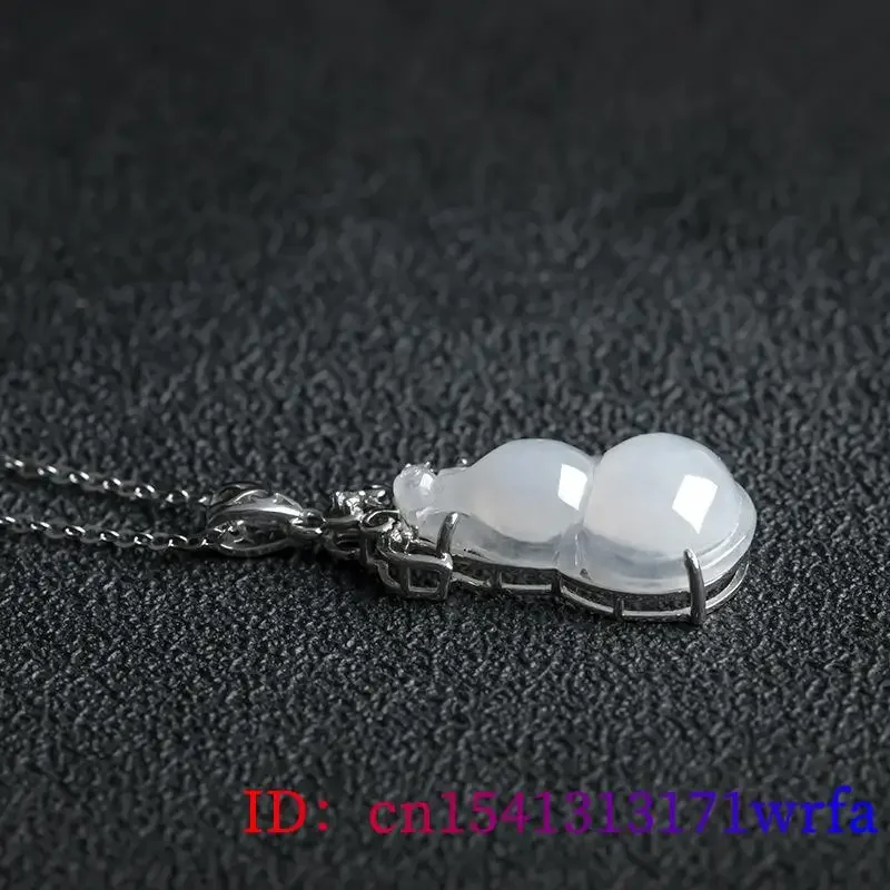 Burmese Jade Gourd Pendant Jewelry Men Real Gemstones Necklace Man White Emerald 925 Silver Charm Talismans Jadeite Natural