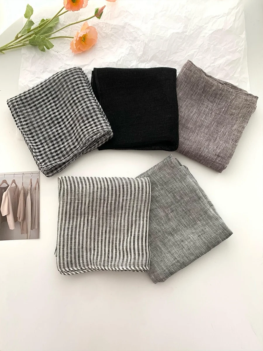 

l Linen Scarf Women's High-End Sensation Breathable Autumn Winter Decorative Ne Scarf Korean Sle Double-Sided Geome...